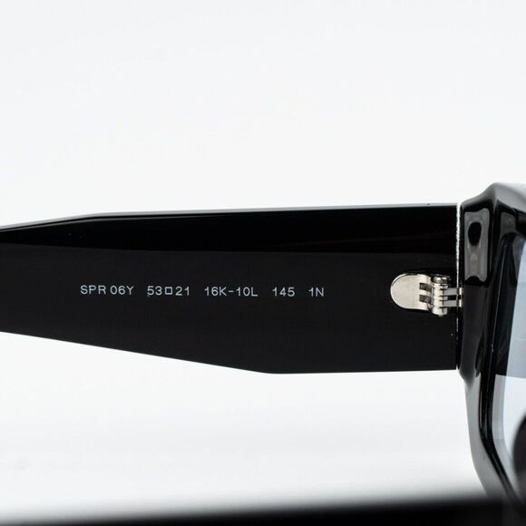 NEW Prada PR06YS 16K10L Black Cielo Blue Rectangle Unisex Sunglasses - Picture 9 of 11